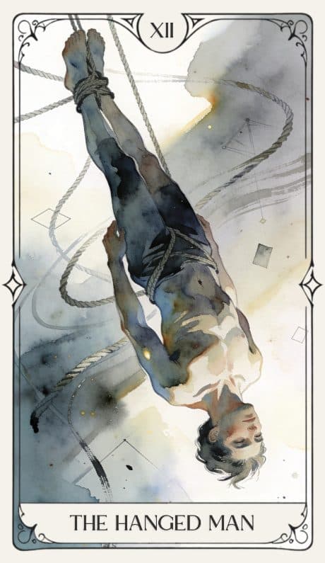 The Hanged Man in the Aquarelle deck style