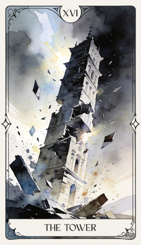 The Tower in the Aquarelle deck style