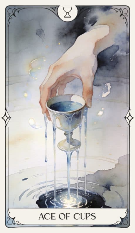 Ace of Cups in the Aquarelle deck style