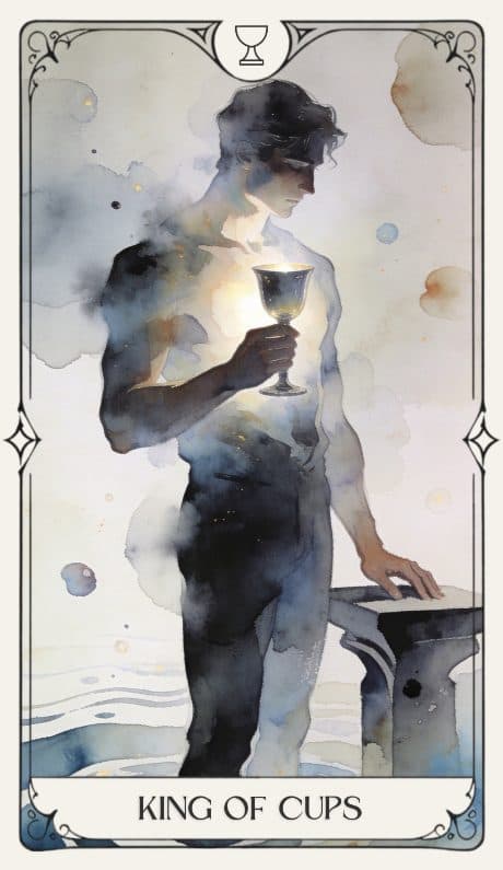 King of Cups in the Aquarelle deck style