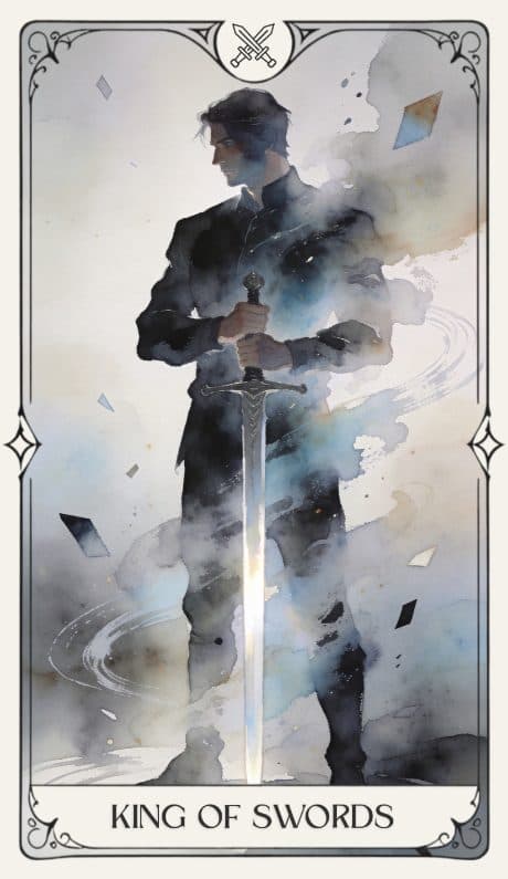 King of Swords in the Aquarelle deck style