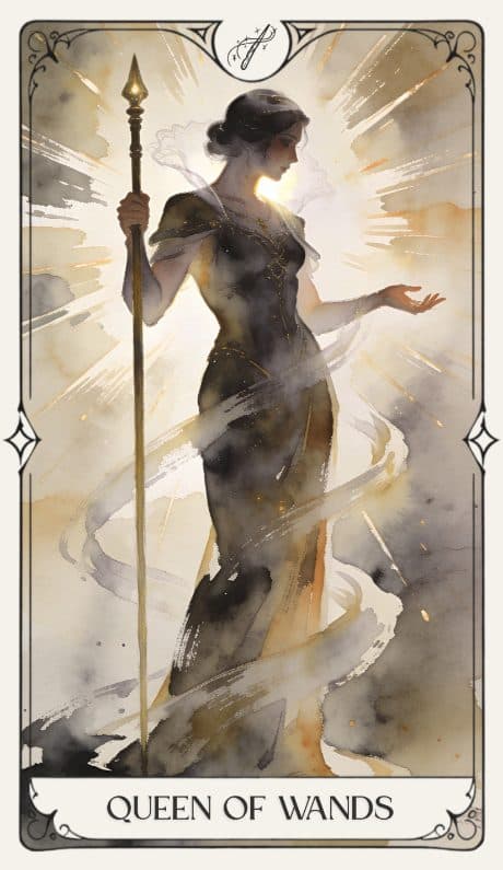 Queen of Wands in the Aquarelle deck style