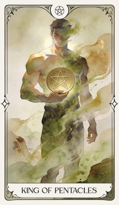 King of Pentacles in the Aquarelle deck style