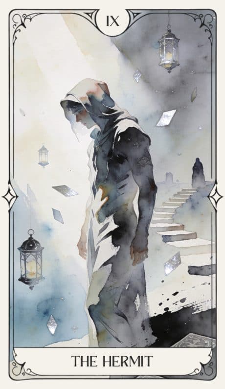 The Hermit in the Aquarelle deck style