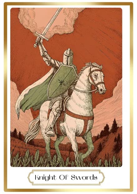Knight of Swords in the Heirloom deck style