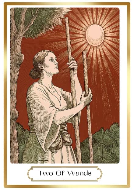 Two of Wands in the Heirloom deck style