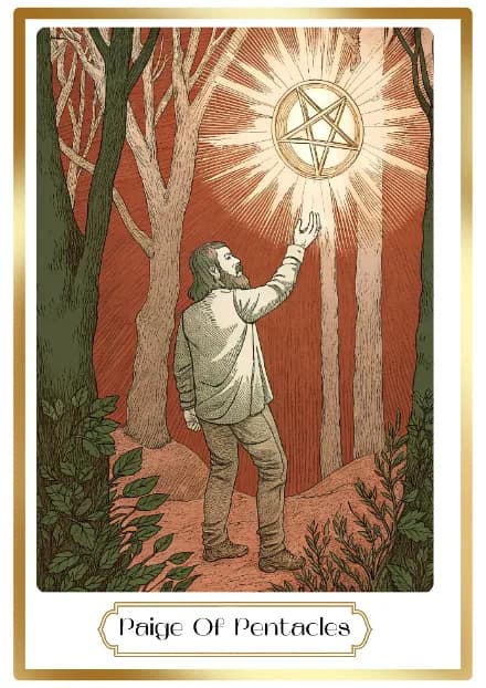 Page of Pentacles in the Heirloom deck style