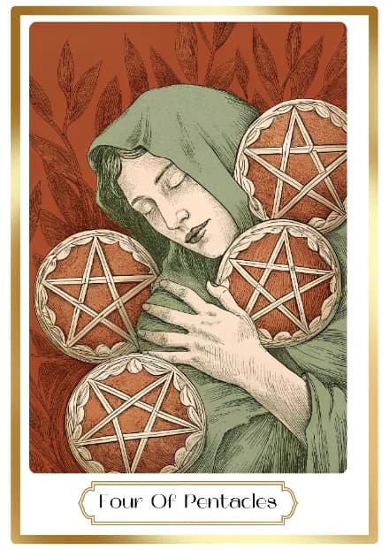 Four of Pentacles in the Heirloom deck style