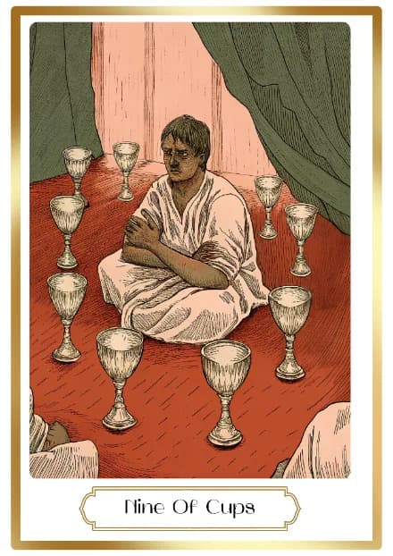 Nine of Cups in the Heirloom deck style