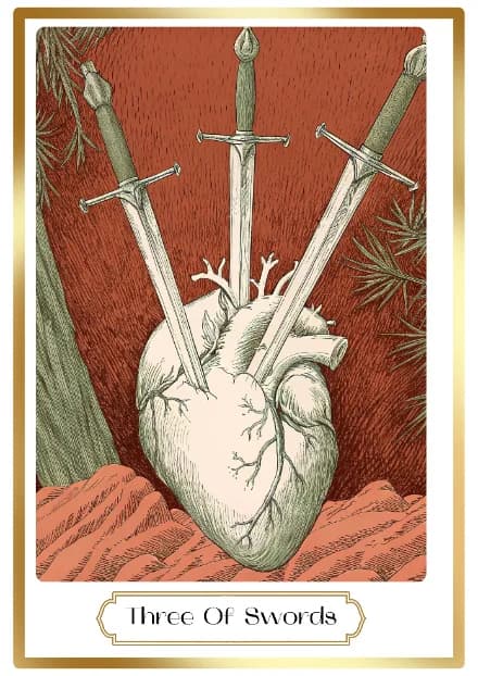 Three of Swords in the Heirloom deck style