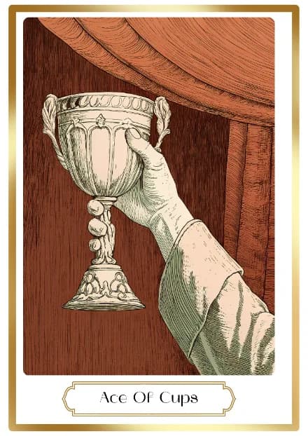 Ace of Cups in the Heirloom deck style