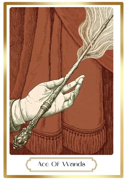 Ace of Wands in the Heirloom deck style