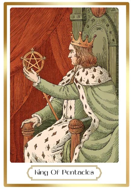 King of Pentacles in the Heirloom deck style