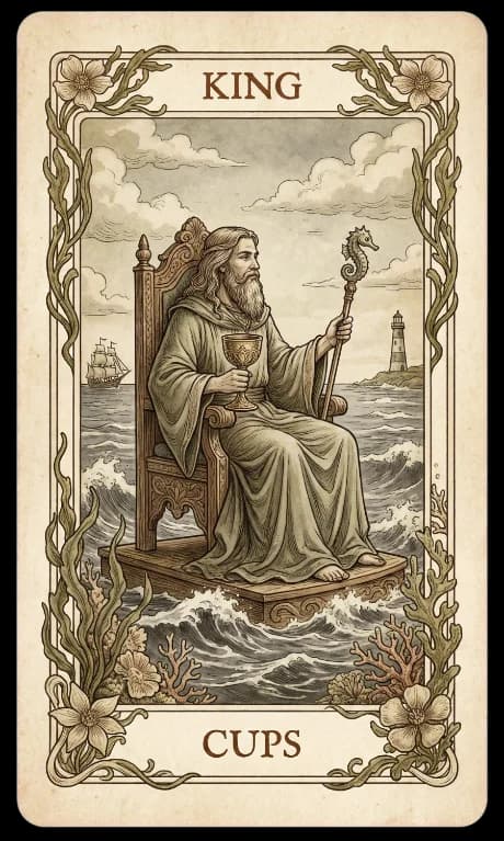 King of Cups in the Wildflower deck style