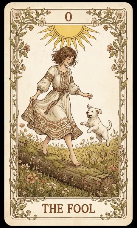 The Fool in the Wildflower deck style