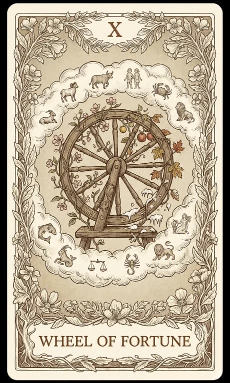 Wheel of Fortune in the Wildflower deck style