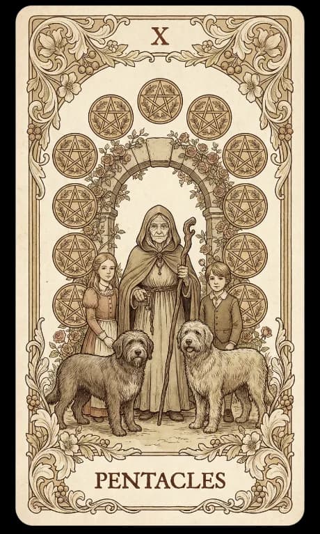 Nine of Pentacles in the Wildflower deck style