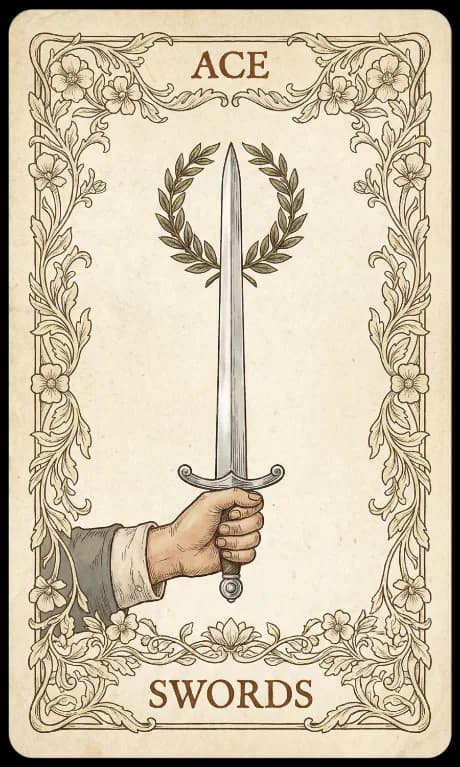 Ace of Swords in the Wildflower deck style