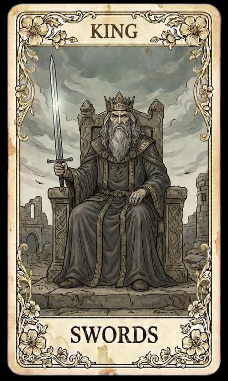 King of Swords in the Wildflower deck style