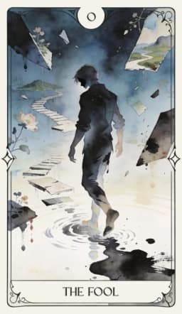 The Fool in the Aquarelle deck style