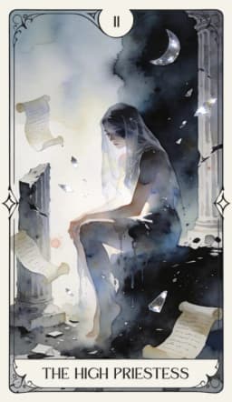 The High Priestess in the Aquarelle deck style