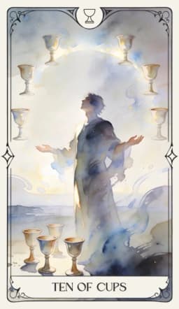Ten of Cups in the Aquarelle deck style