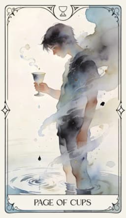 Page of Cups in the Aquarelle deck style