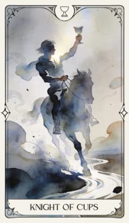 Knight of Cups in the Aquarelle deck style