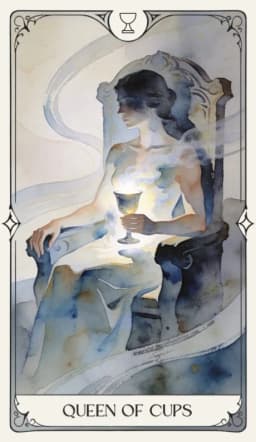Queen of Cups in the Aquarelle deck style