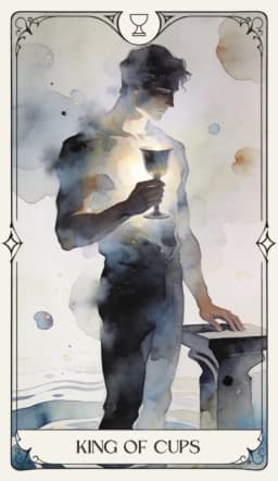 King of Cups in the Aquarelle deck style