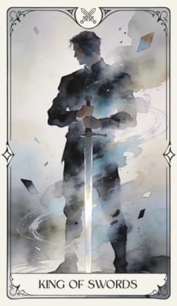 King of Swords in the Aquarelle deck style