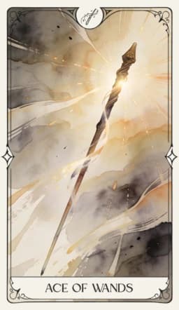Ace of Wands in the Aquarelle deck style