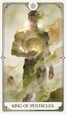 King of Pentacles in the Aquarelle deck style