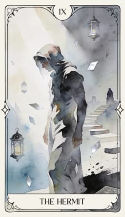 The Hermit in the Aquarelle deck style