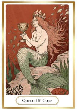 Queen of Cups in the Heirloom deck style