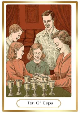 Ten of Cups in the Heirloom deck style