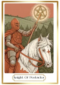 Knight of Pentacles in the Heirloom deck style