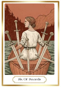 Six of Swords in the Heirloom deck style