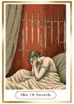 Nine of Swords in the Heirloom deck style