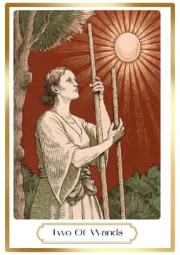 Two of Wands in the Heirloom deck style