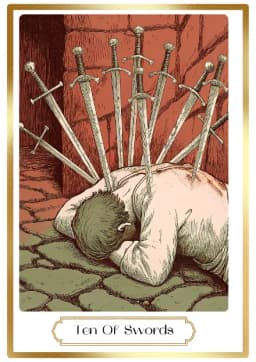 Ten of Swords in the Heirloom deck style