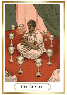 Nine of Cups in the Heirloom deck style
