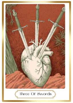 Three of Swords in the Heirloom deck style