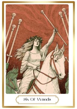 Six of Wands in the Heirloom deck style