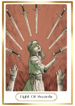 Eight of Swords in the Heirloom deck style