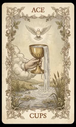 Ace of Cups in the Wildflower deck style