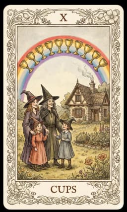 Ten of Cups in the Wildflower deck style