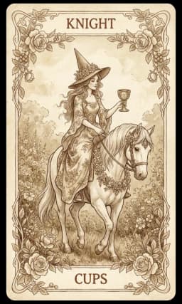 Knight of Cups in the Wildflower deck style