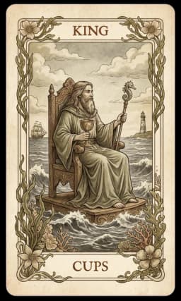 King of Cups in the Wildflower deck style