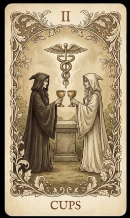 Two of Cups in the Wildflower deck style